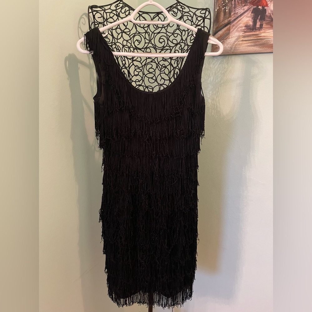 Roberta vintage “flapper”sleeveless fringe open back mini dress